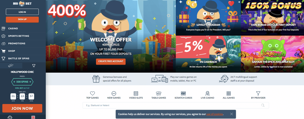 mr bet casino lobby screenshot