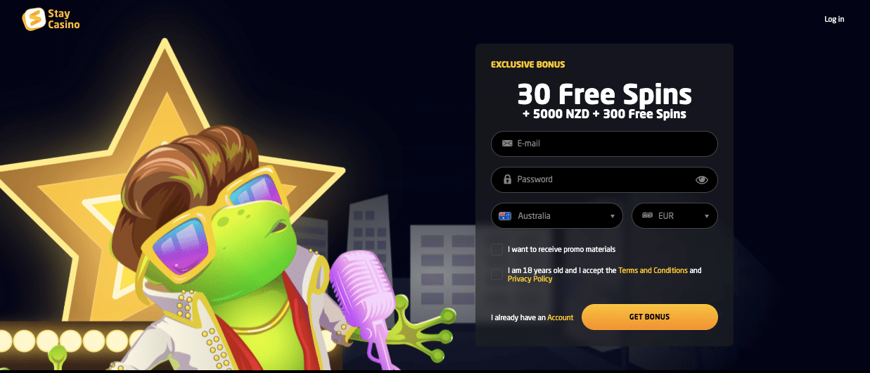 Screenshot of the Stay Casino online lobby in New Zealand